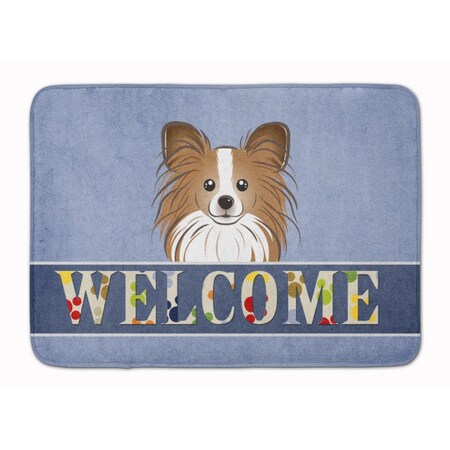 Carolines Treasures Papillon Welcome Machine Washable Memory Foam Mat BB1434RUG